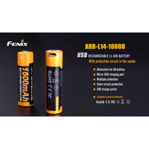 Fenix 14500 Rechargeable Battery ARB-L14-1600U – 1600mA with USB Port