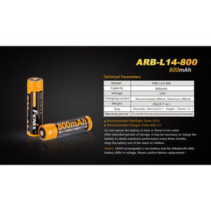 Fenix 14500 Rechargeable Battery ARB-L14-800 – 1600mA