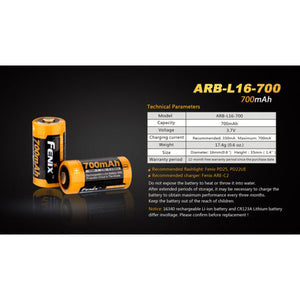 Fenix 16340 Rechargeable Battery ARB-L16-700 – 700mA