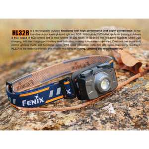 Fenix HL32R – 600 Lumens Rechargeable LED Headlamp – Grey