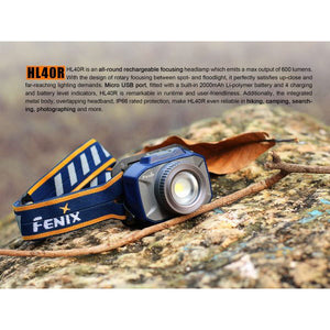 Fenix HL40R – 600 Lumens Rechargeable LED Headlamp – Grey