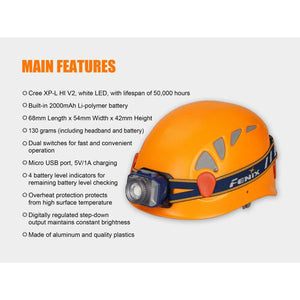 Fenix HL40R – 600 Lumens Rechargeable LED Headlamp – Grey