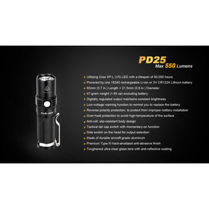 Fenix PD25 – 550 Lumens LED Torch