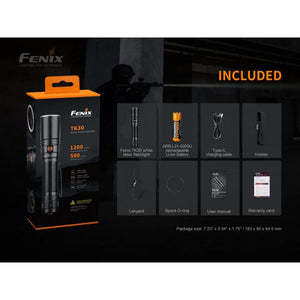 Fenix TK30 – White Laser USB Rechargeable Torch – 1.2Km Throw