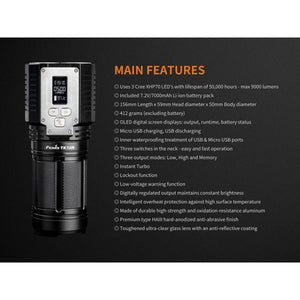 Fenix TK72R – 9000 lumen Rechargeable Led Torch